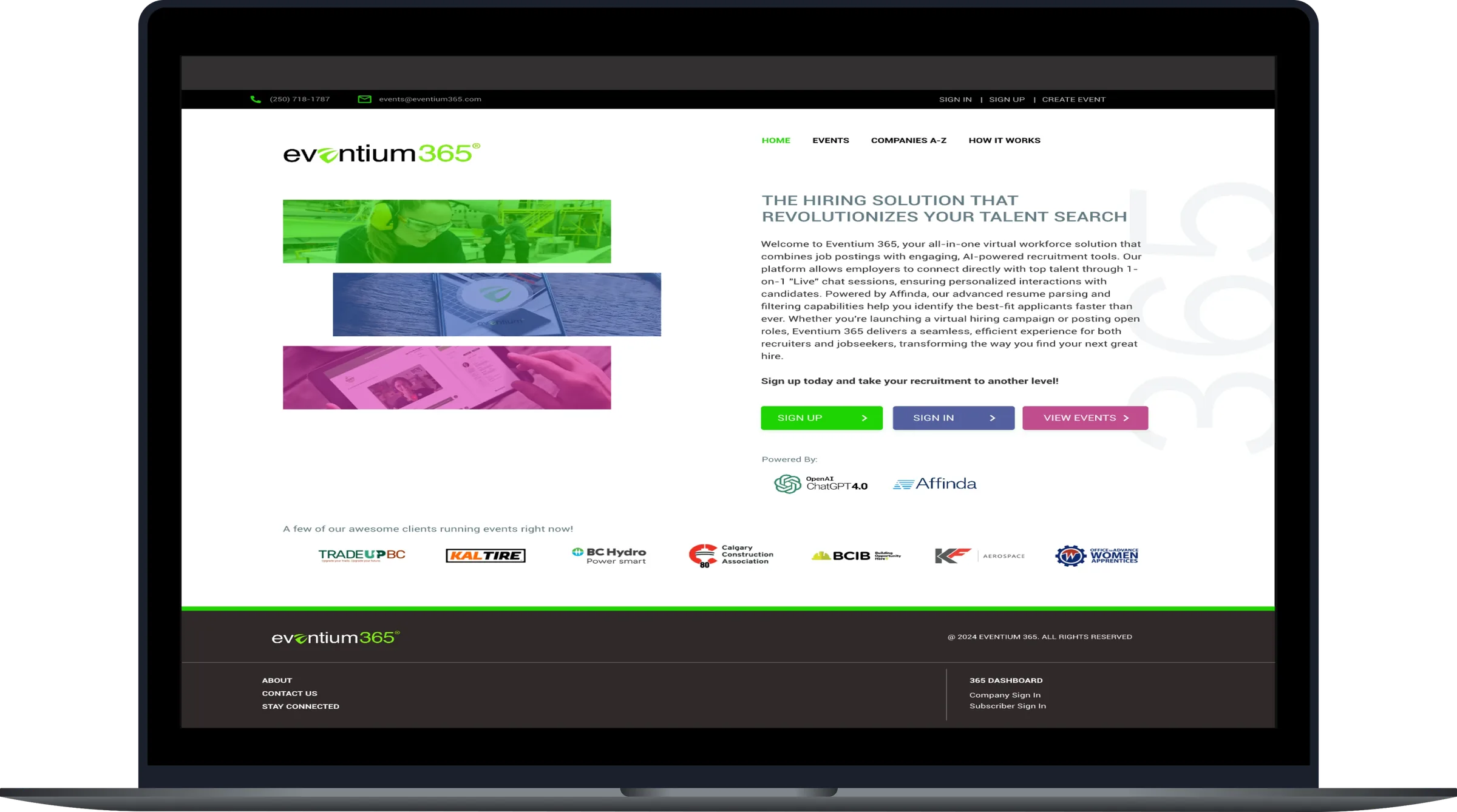 Eventium365, screen 1