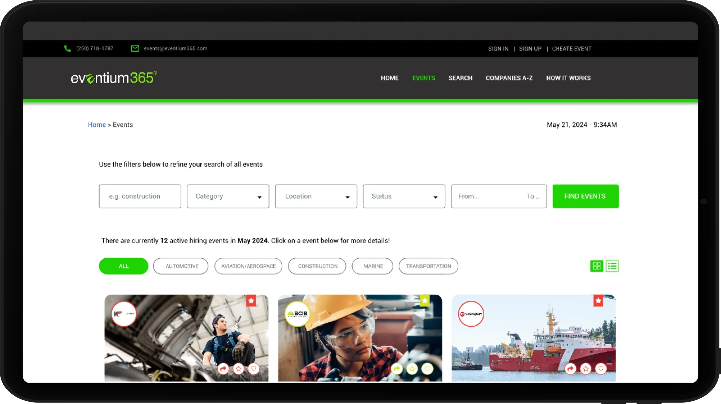 Eventium365, screen 2