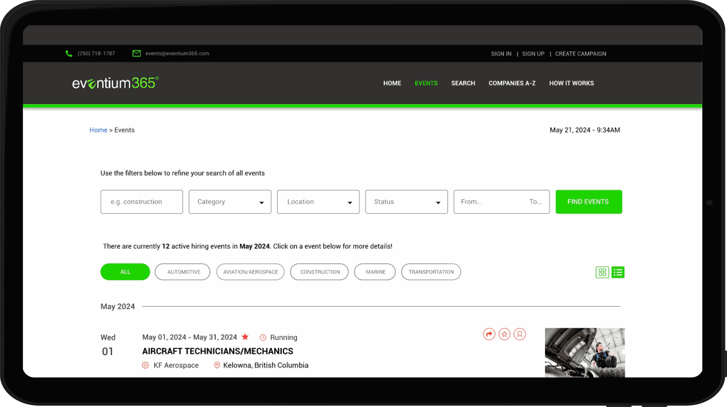 Eventium365, screen 3