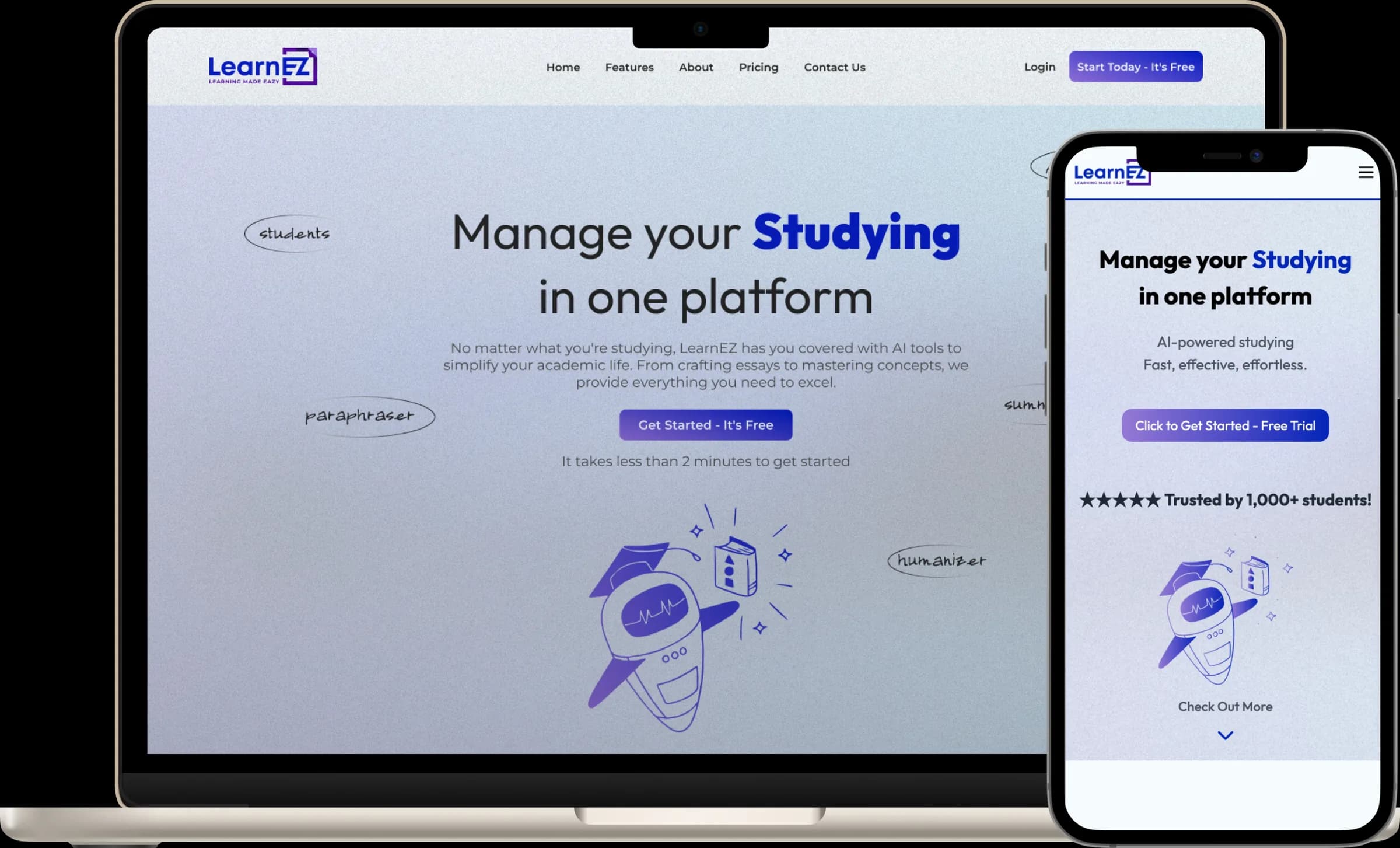 LearnEZ AI, screen 1
